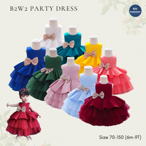 Dress Pesta Anak Perempuan Import Girl Party Dress Gaun Tulle Pita Besar